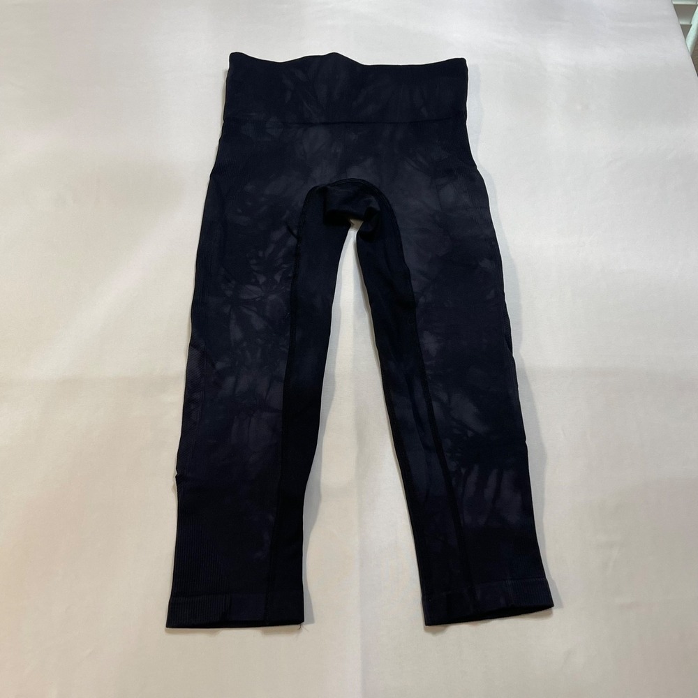 Athleta Black Tie Dye Seamless Cropped Leggings Yoga Athletic Pants Women's XS